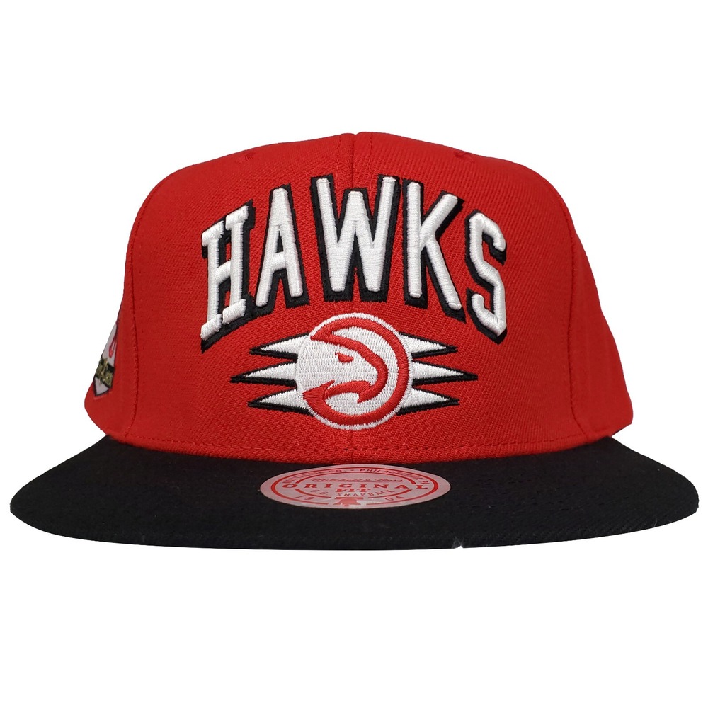 Atlanta Hawks Mitchell & Ness‎ NBA Snapback Hat Cap 3D Logo Red Black NWT